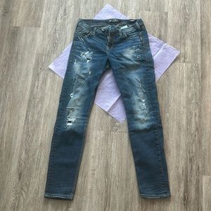 Silver Tuesday Mid Skinny Distressed Jeans SZ 28